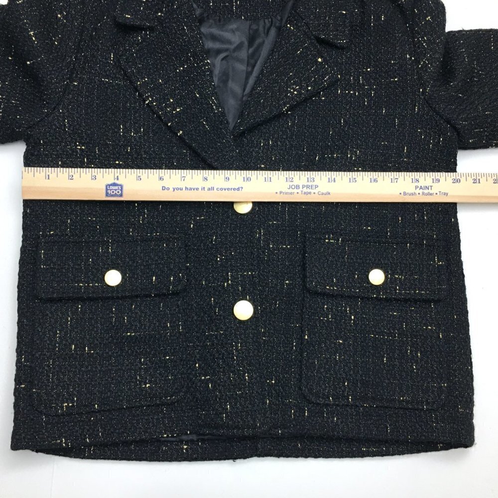 House of Harlow 1960 Women's Coat Black and Gold Metallic Thread Button Front S - Picture 5 of 11